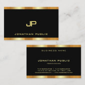 黒と金ゴールドグラマーモノグラモダンムテンプレート 名刺 (正面/裏面)