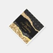 黒と金ゴールドグラムティアーズバースデーパーティー スタンダードカクテルナプキン (角)