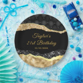 黒と金ゴールドグラムティアーズバースデーパーティー ペーパープレート (パーティー)