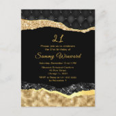 黒と金ゴールドグラムティアーズバースデーパーティー ポストカード (正面)