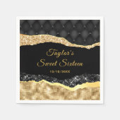 黒と金ゴールドグラムティアーズSweet sixteen スタンダードカクテルナプキン (正面)