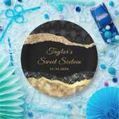 黒と金ゴールドグラムティアーズSweet sixteen ペーパープレート (パーティー)