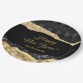 黒と金ゴールドグラムティアーハッピーニューイヤー ペーパープレート (アングル)