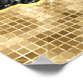 黒と金ゴールドグラムティアーハッピーニューイヤー ポスター (角)