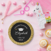 黒と金ゴールドグリッターカスタム卒業パーティーPap ペーパープレート (パーティー)