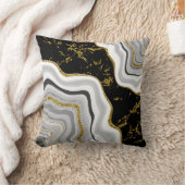 黒と金ゴールドグリッタージョードマーブル クッション (ブランケット)