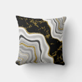 黒と金ゴールドグリッタージョードマーブル クッション (正面)