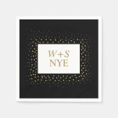 黒と金ゴールドグリッターデザイン新年結婚の スタンダードカクテルナプキン (正面)