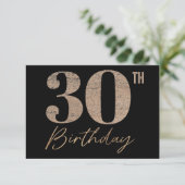 黒と金ゴールドグリッター数字30歳の誕生日 サンキューカード (スタンド正面)