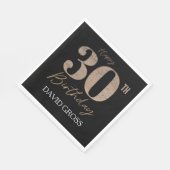 黒と金ゴールドグリッター数字30歳の誕生日 スタンダードランチョンナプキン (角)