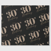 黒と金ゴールドグリッター数字30歳の誕生日 ラッピングペーパー (フラット)