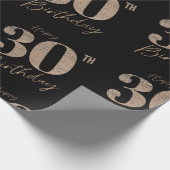 黒と金ゴールドグリッター数字30歳の誕生日 ラッピングペーパー (角)