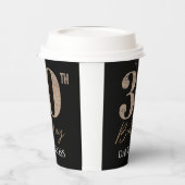 黒と金ゴールドグリッター数字30歳の誕生日 紙コップ (左)