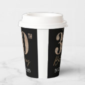 黒と金ゴールドグリッター数字30歳の誕生日 紙コップ (右)