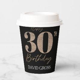 黒と金ゴールドグリッター数字30歳の誕生日 紙コップ