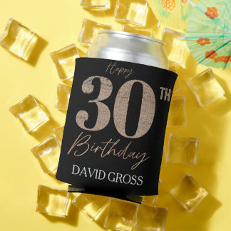 黒と金ゴールドグリッター数字30歳の誕生日 缶クーラー