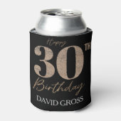 黒と金ゴールドグリッター数字30歳の誕生日 缶クーラー (缶正面)