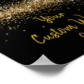 黒と金ゴールドグリッター誕生会 ポスター (角)