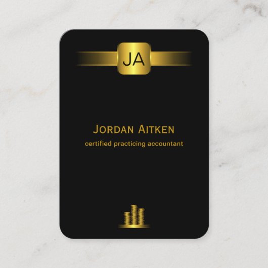 黒と金ゴールドコイン縦大CPA会計士 名刺 (正面)