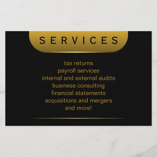 黒と金ゴールドコイン5.5インチx 8.5インチAccountant Flyers チラシ (裏面)