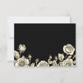 黒と金ゴールドゴシックのフローラスカル結婚ズ 出欠カード (裏面)