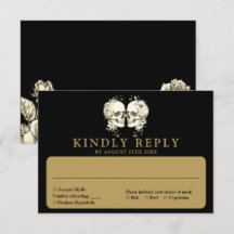 黒と金ゴールドゴシックのフローラスカル結婚ズ