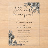 黒と金ゴールドゴシックバラのフローラ アクリル招待状 (正面)