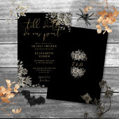 黒と金ゴールドゴシックバラフローラブライダルシャワー 招待状