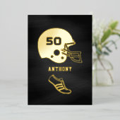 黒と金ゴールドサッカー誕生日シャルボード 箔招待状 (立ち正面)