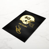 黒と金ゴールドサッカー誕生日シャルボード 箔招待状 (回転した状態)