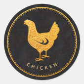 黒と金ゴールドシックなチキン結婚のフード選択 ラウンドシール (正面)