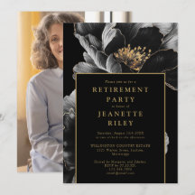 黒と金ゴールドシックなフローラ退職パーティー写真