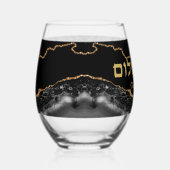 黒と金ゴールドシャブバットチャラカバー布ナプキン ステムなしワイングラス (右)