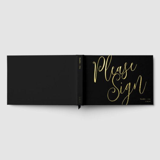 黒と金ゴールドシンプルのゲストブックシグネチャ ゲストブック (全面)