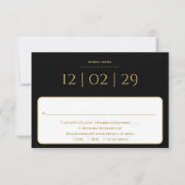 黒と金ゴールドシンプルの特別な日結婚付 出欠カード (正面)