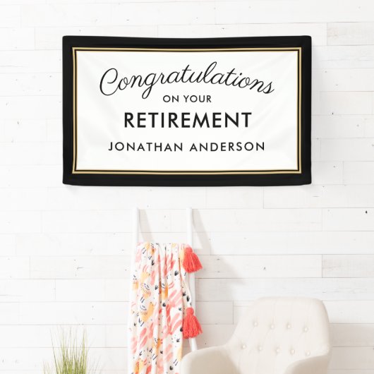 黒と金ゴールドシンプルの退職パーティーバナー 横断幕 (インサイチュ)