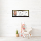 黒と金ゴールドシンプルの退職パーティー写真 横断幕 (インサイチュ)