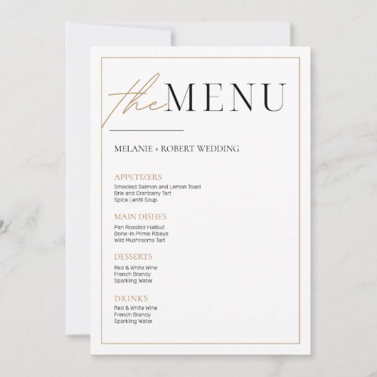 黒と金ゴールドシンプルミニマルのメ結婚ニュー 招待状 (正面)