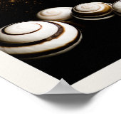 黒と金ゴールドシーシェル熱帯印刷用アート ポスター (角)