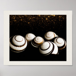 黒と金ゴールドシーシェル熱帯印刷用アート ポスター