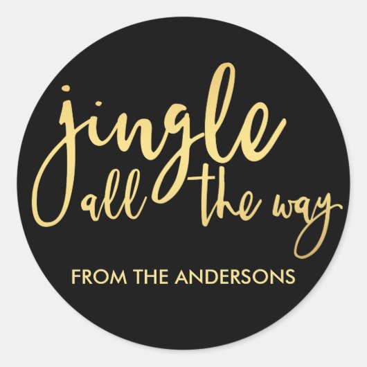 黒と金ゴールドジングルすべての方法で名前 ラウンドシール (正面)