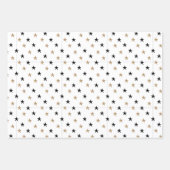 黒と金ゴールドスカンジナビアの星とストライプのクリスマス ラッピングペーパーシート (正面3)