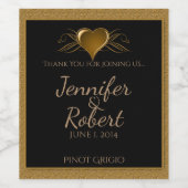 黒と金ゴールドスクロールアクセントワインラベル ワインラベル (シングルラベル)