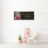 黒と金ゴールドスターズ30歳の誕生日カスタム写真 横断幕 (インサイチュ)