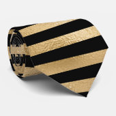黒と金ゴールドストライプののネクタイ ネクタイ (ロール)