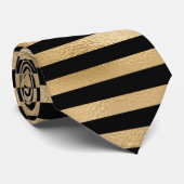 黒と金ゴールドストライプののネックタイ ネクタイ (ロール)