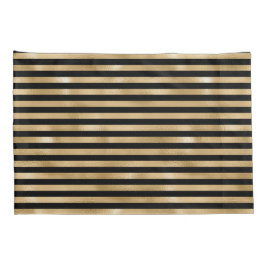 黒と金ゴールドストライプのの枕ケース 枕カバー