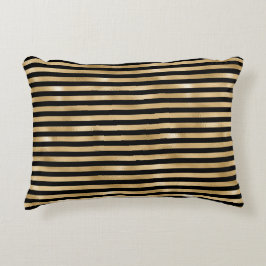 黒と金ゴールドストライプの装飾用クッションアクセント枕 アクセントクッション