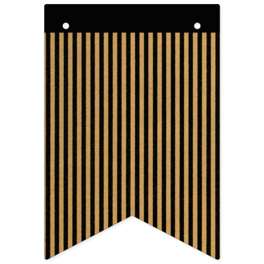 黒と金ゴールドストライプ バンティングフラッグ (第1の旗)