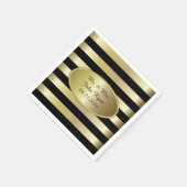 黒と金ゴールドストライプ | 任意の大事な行事 スタンダードカクテルナプキン (角)